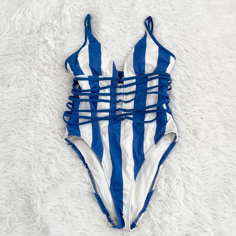 Women Urban Outfitters Vintage Sailor Style Striped Bathing Suit Medium